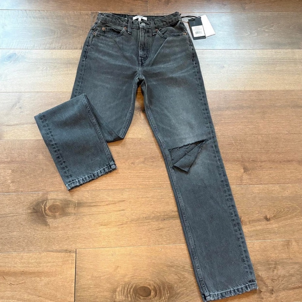 Sz. 26 Re/Done Women’s ripped worn Charcoal Straight Jeans
